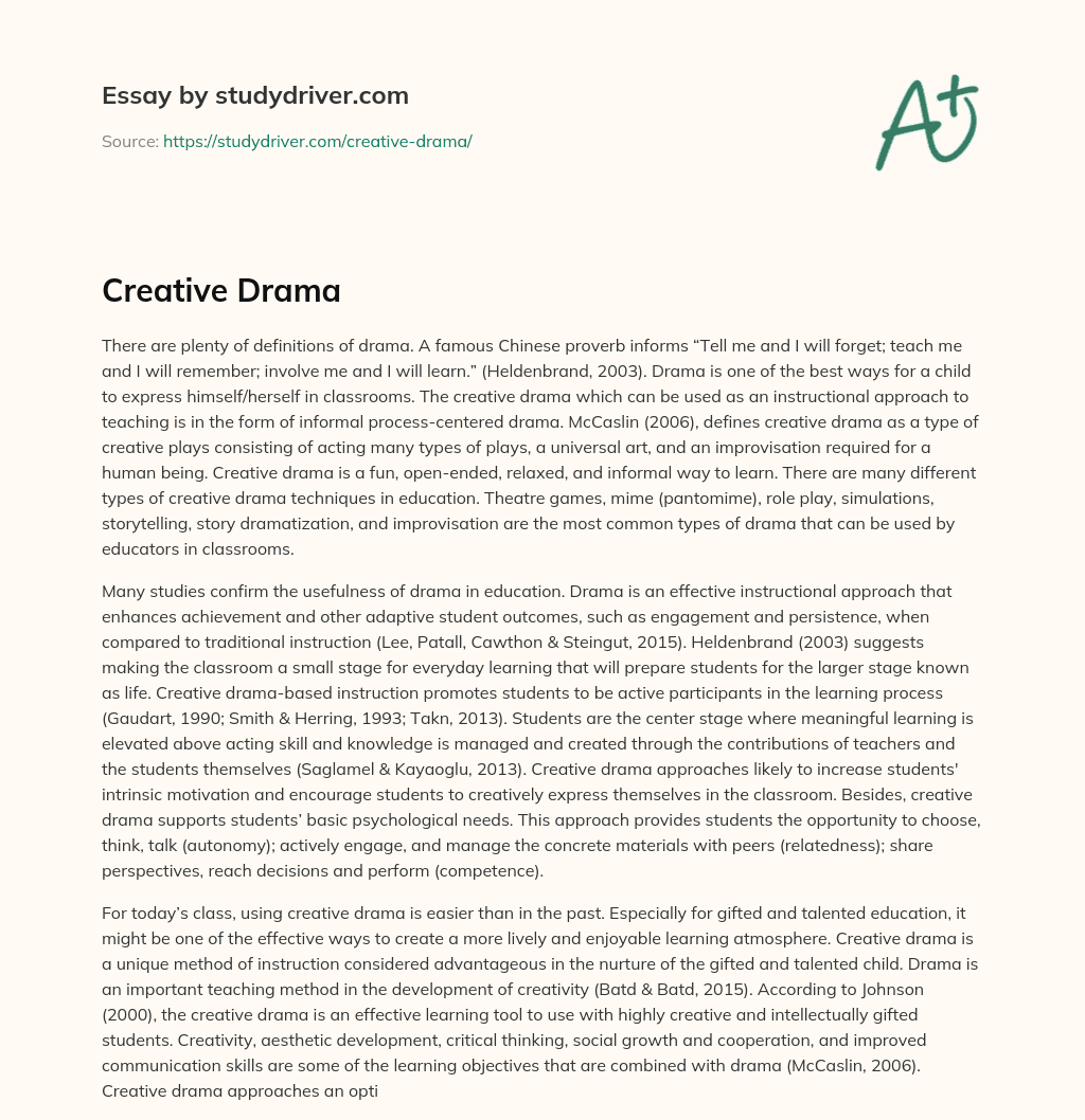 Creative Drama essay