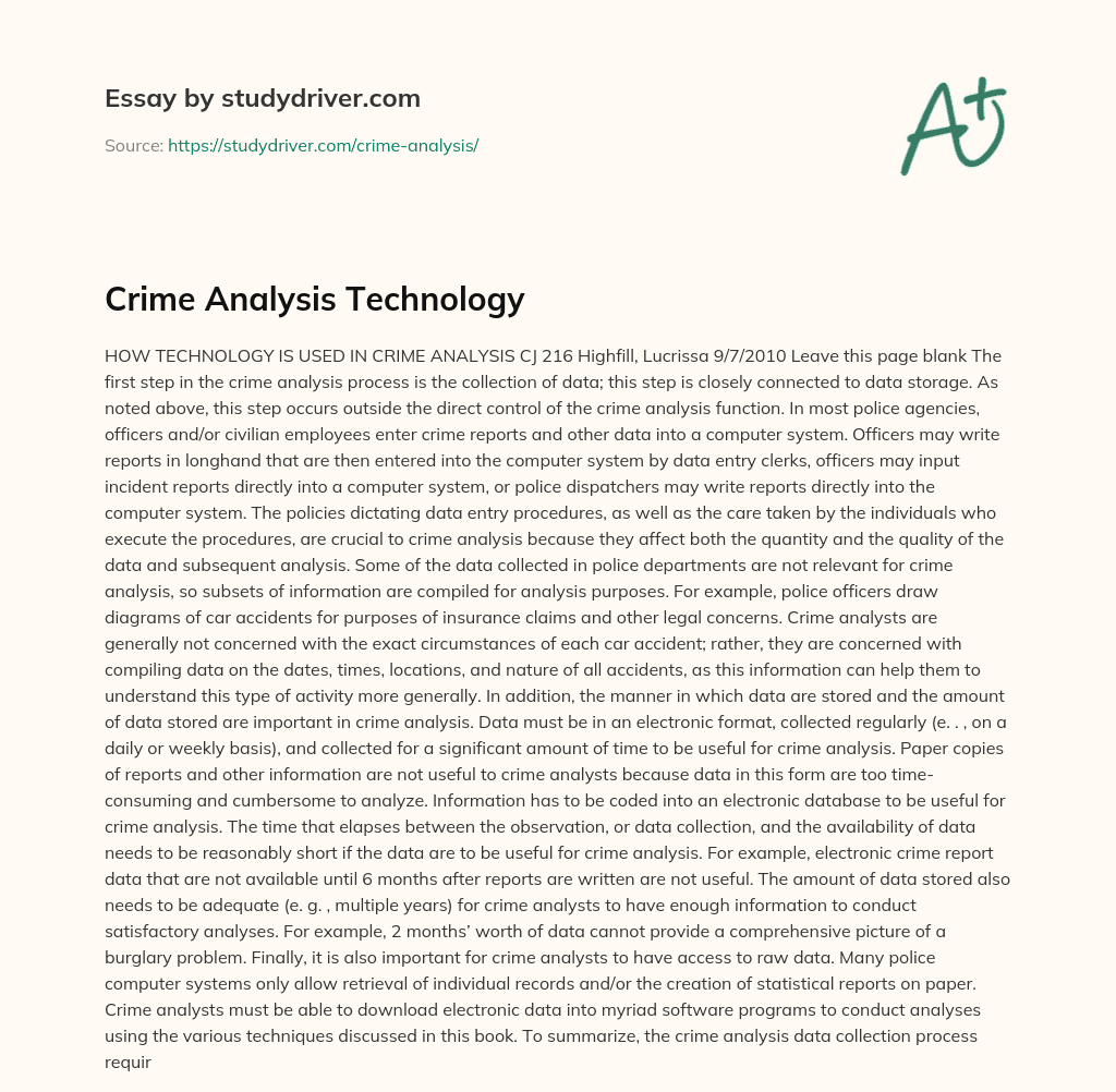 Crime Analysis Technology essay