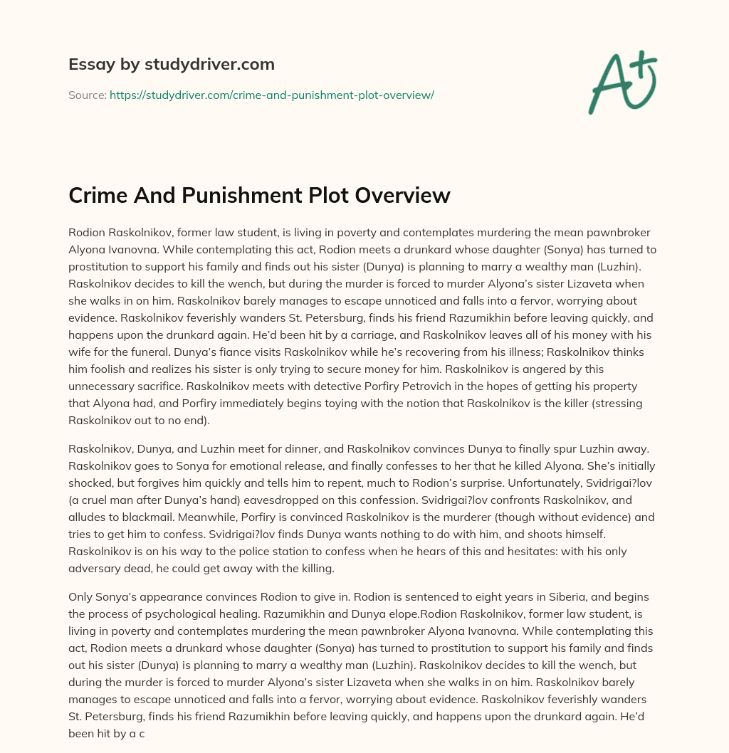 Crime and Punishment Plot Overview essay