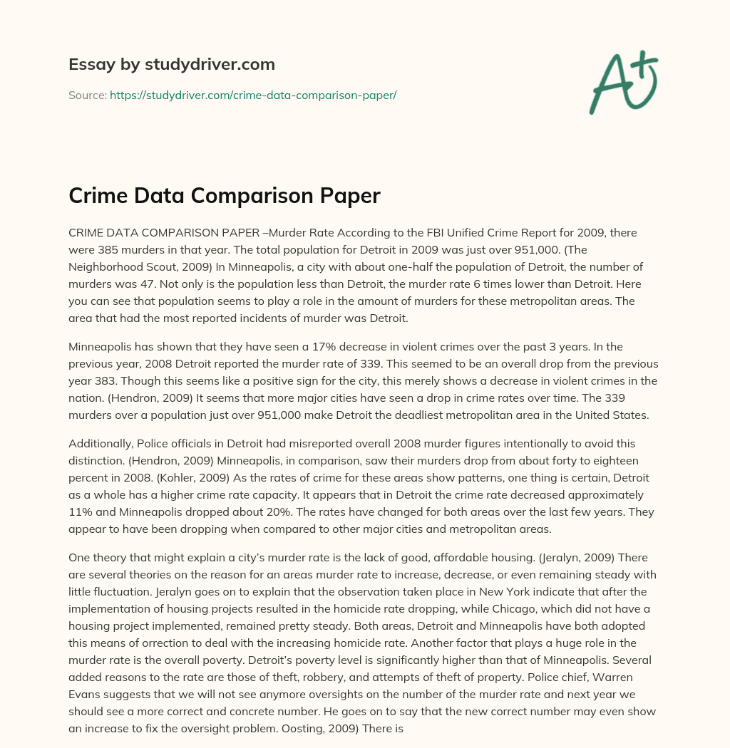 Crime Data Comparison Paper essay