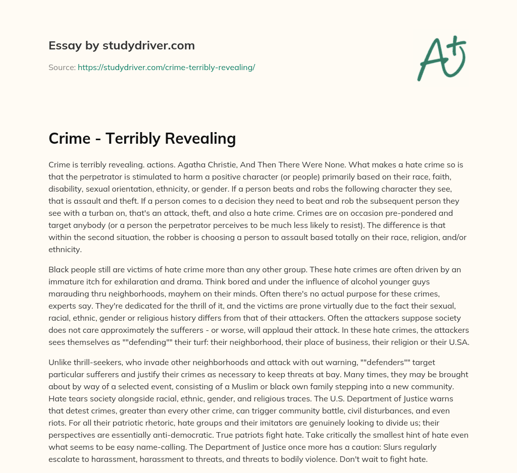 Crime – Terribly Revealing essay