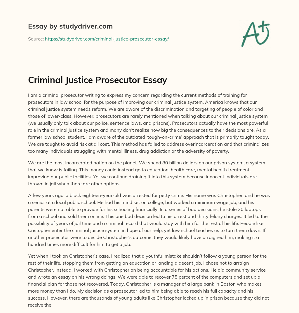 Criminal Justice Prosecutor Essay essay