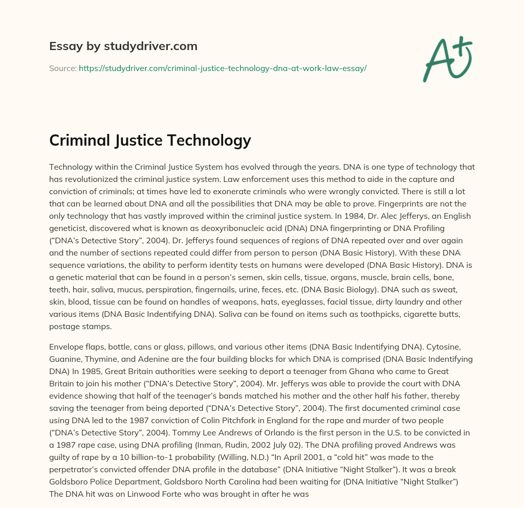 Criminal Justice Technology essay