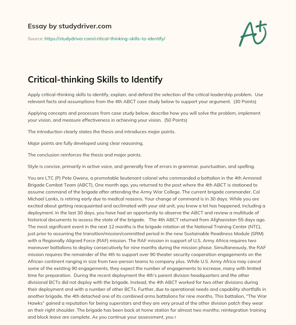 Critical-thinking Skills to Identify essay