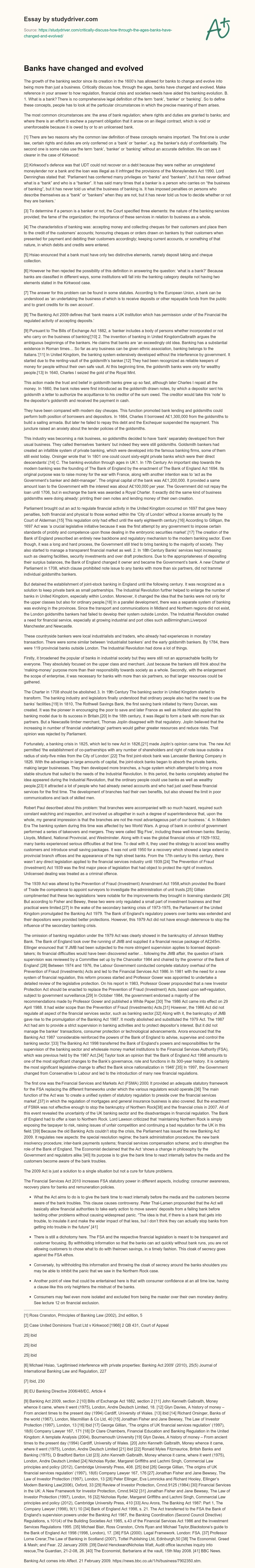 Banks have Changed and Evolved essay
