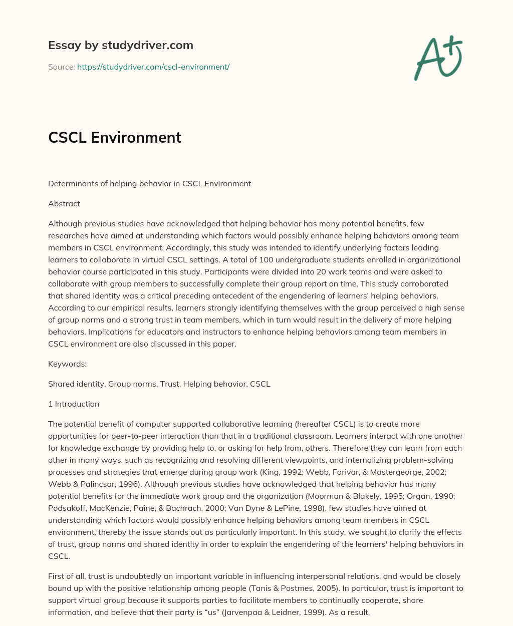 CSCL Environment essay