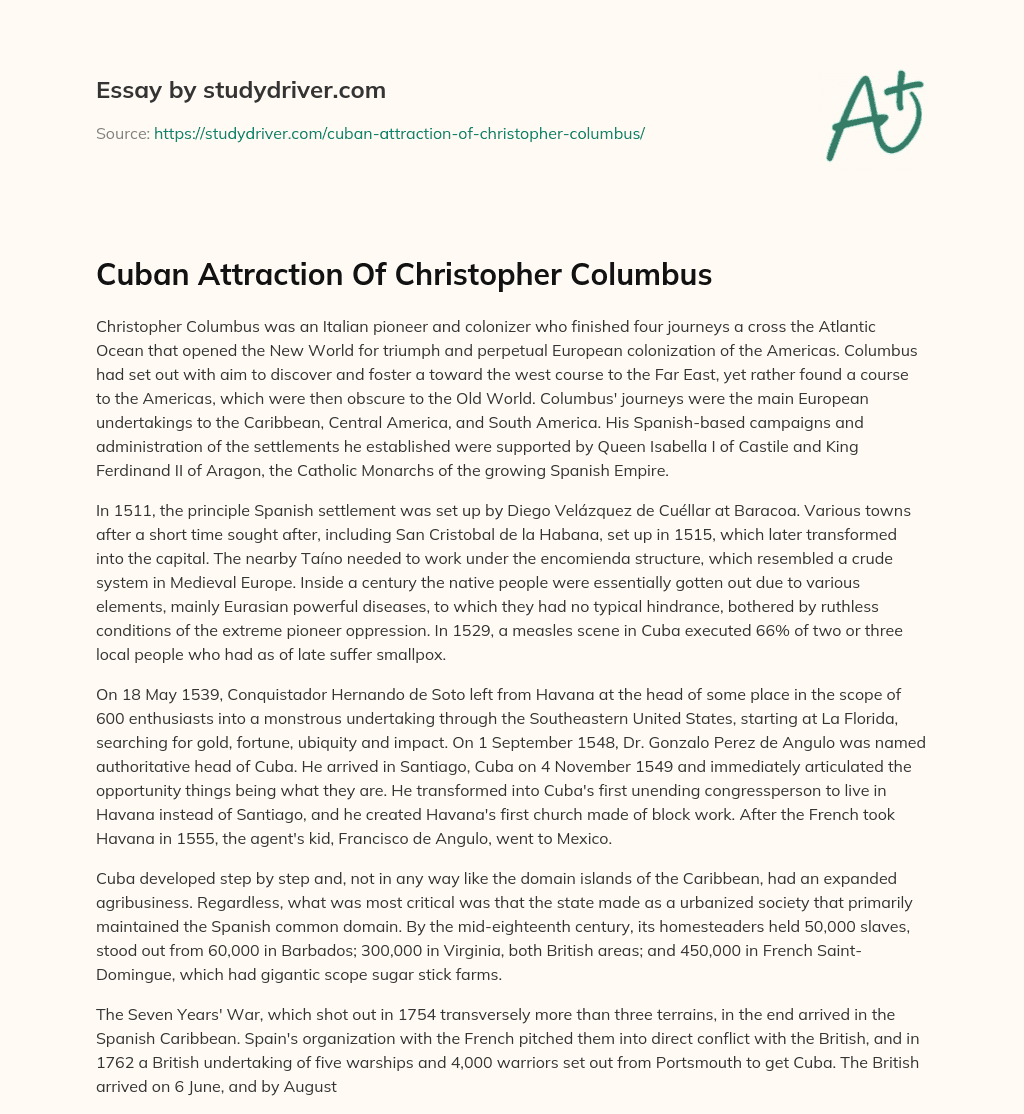 Cuban Attraction of Christopher Columbus essay