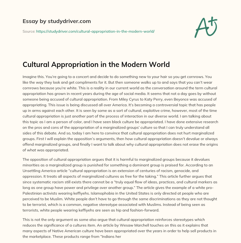Cultural Appropriation in the Modern World essay