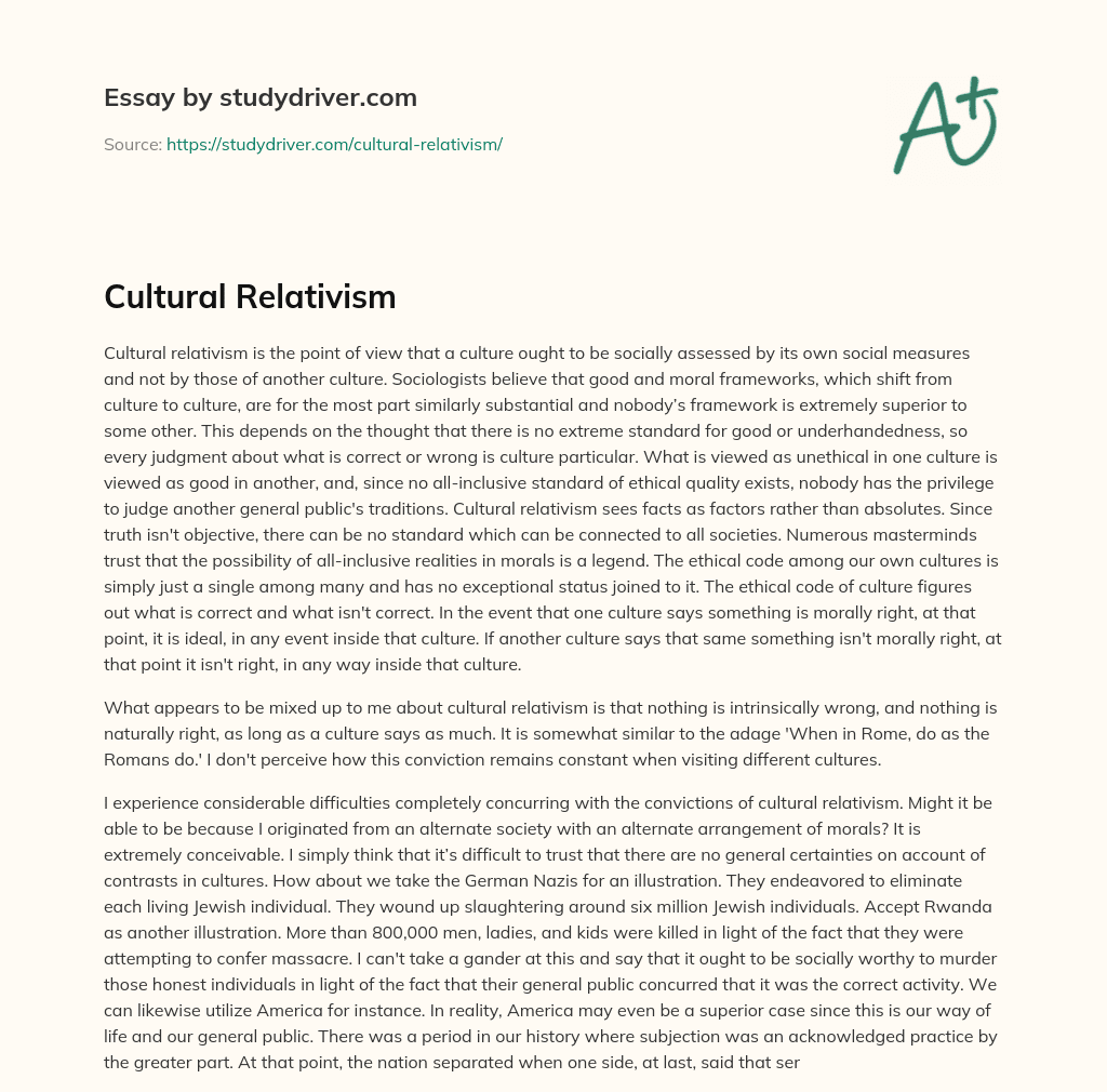 Cultural Relativism essay