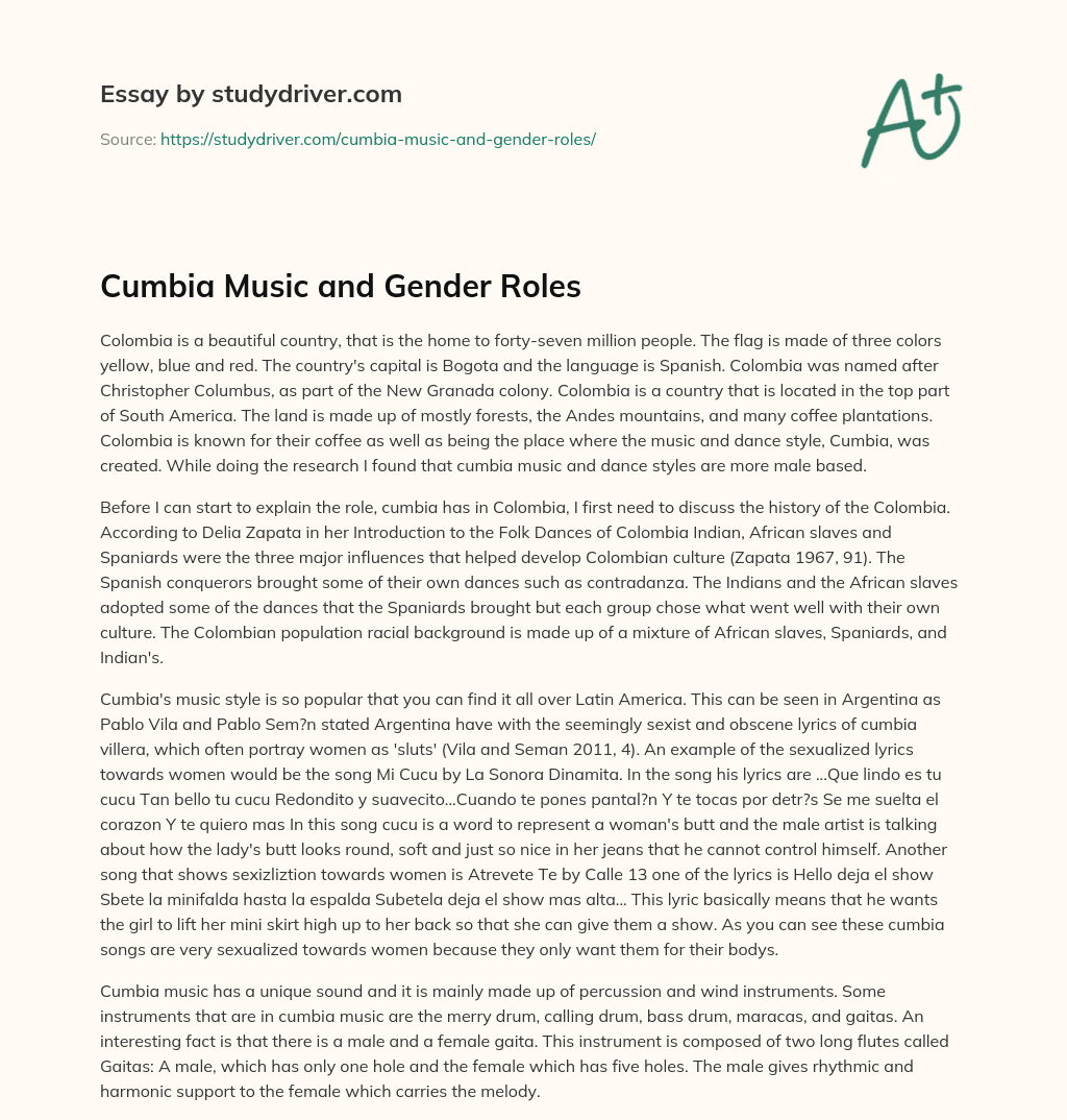 Cumbia Music and Gender Roles essay