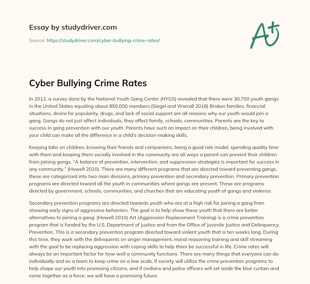 Cyber Bullying Crime Rates essay