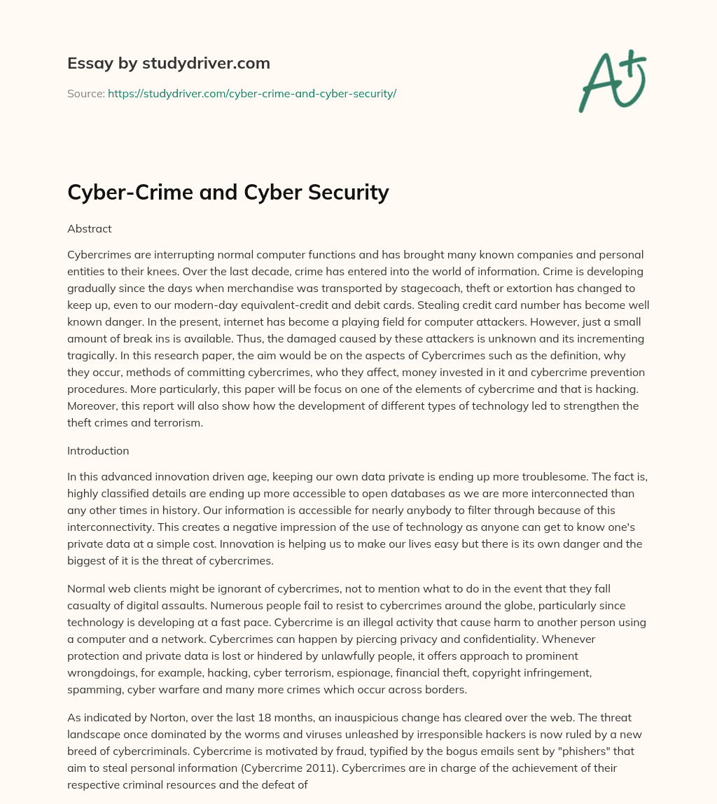 essay on cyber crime and cyber law