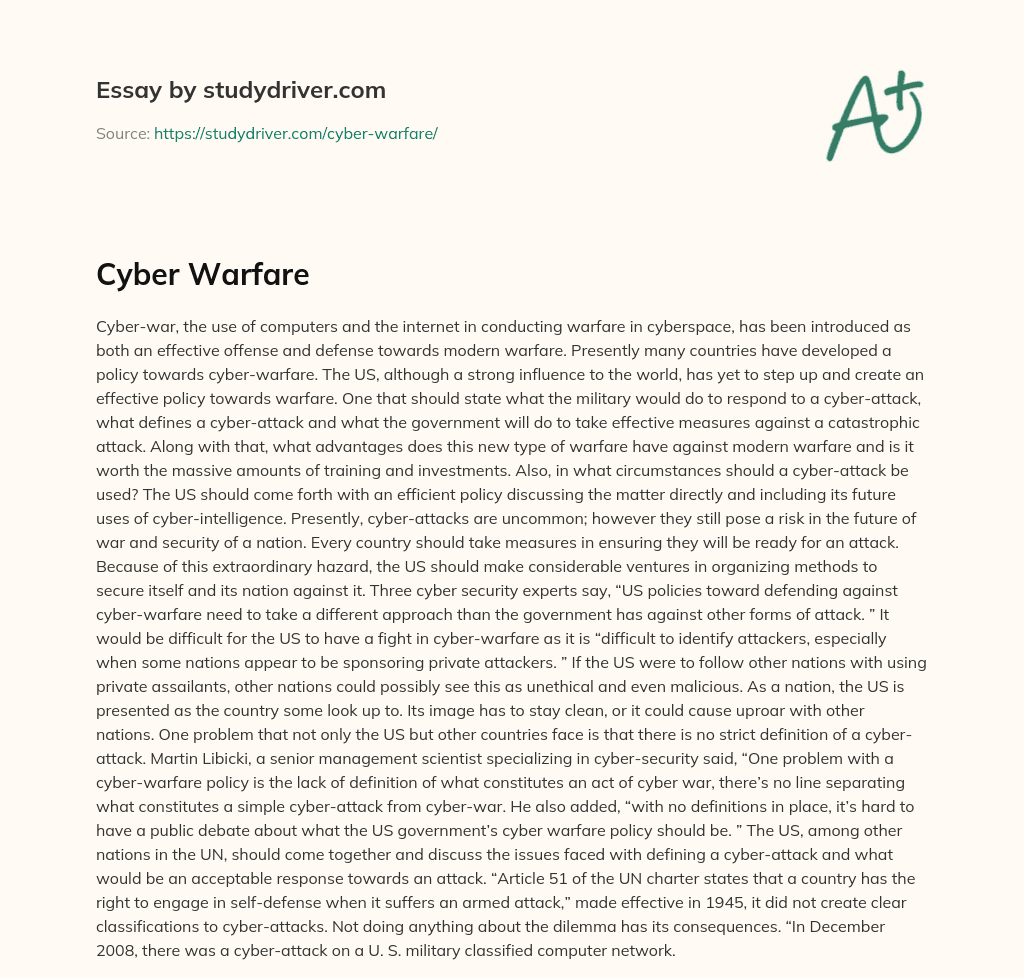Cyber Warfare essay