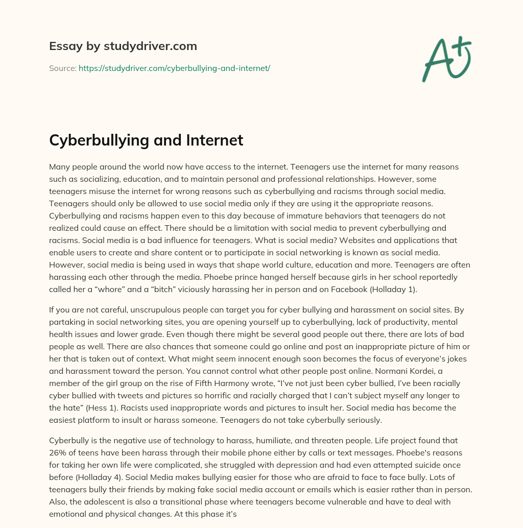 Cyberbullying and Internet essay
