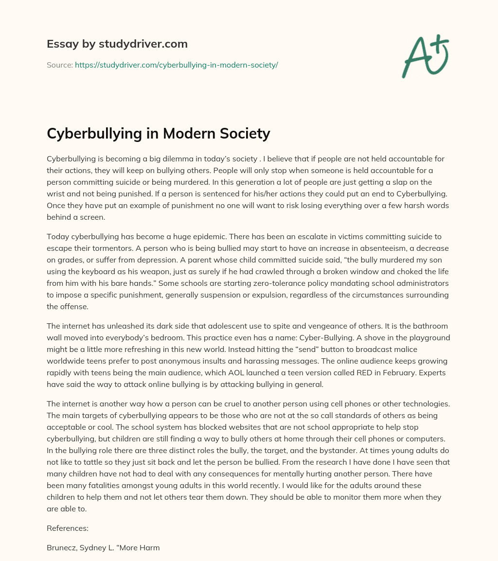 Cyberbullying in Modern Society essay