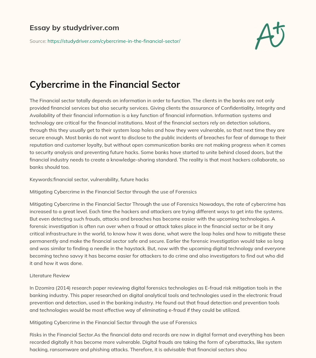 Cybercrime in the Financial Sector essay