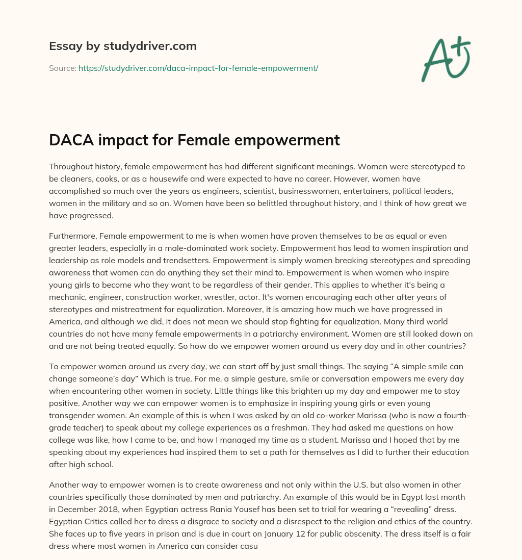 DACA Impact for Female Empowerment essay