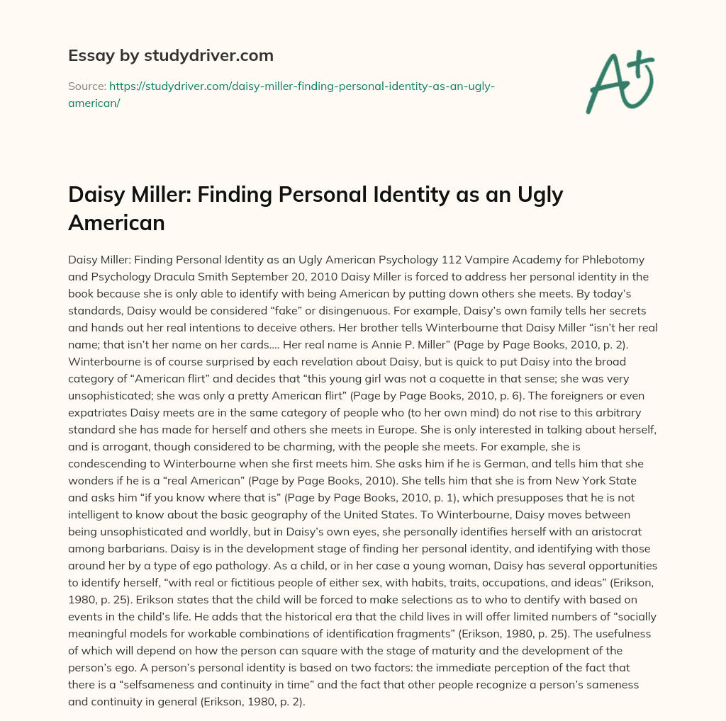 Daisy Miller: Finding Personal Identity as an Ugly American essay