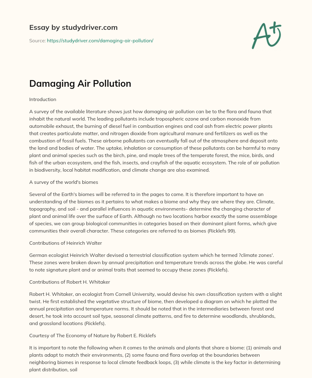 Damaging Air Pollution essay