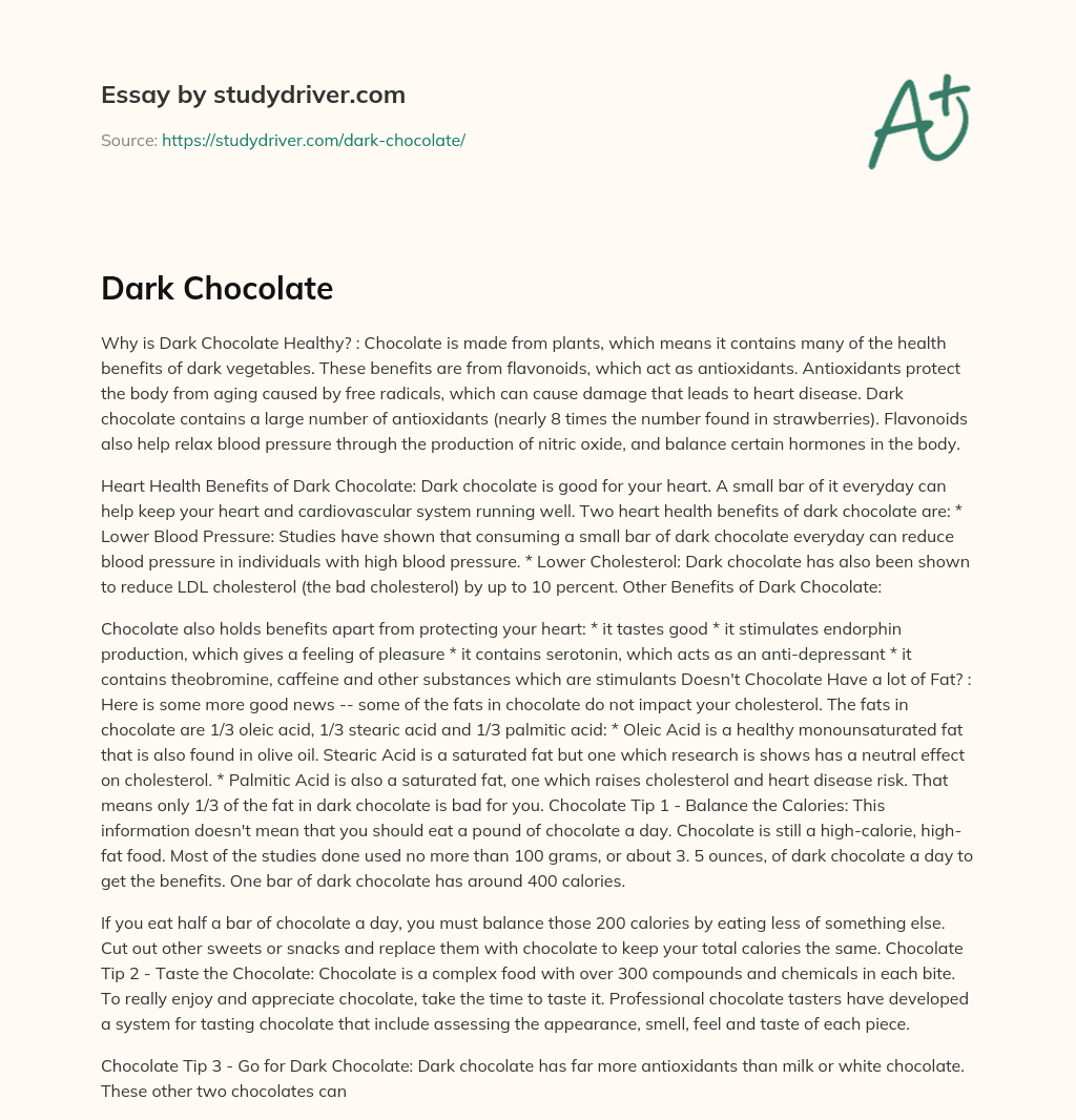 Dark Chocolate essay