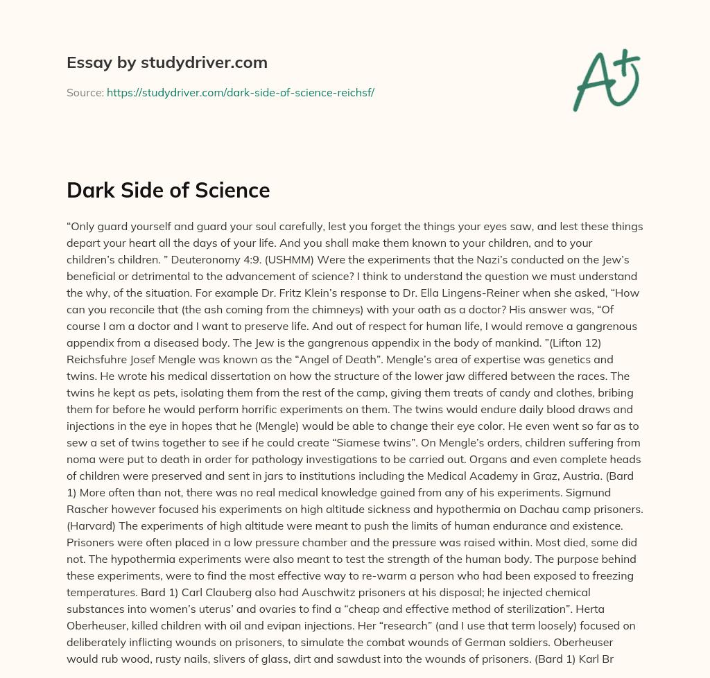 Dark Side of Science essay