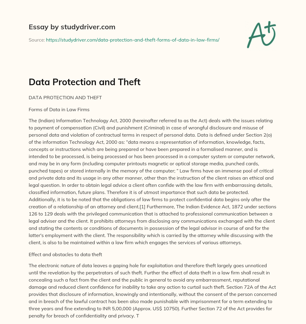 Data Protection and Theft essay