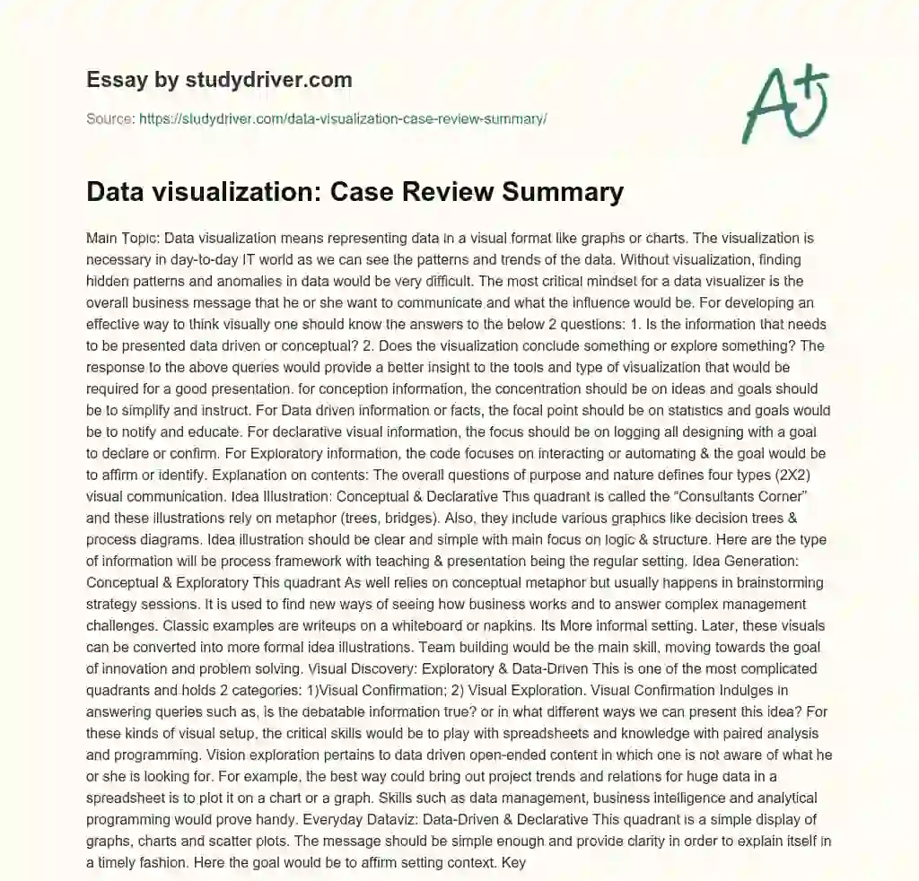 Data Visualization: Case Review Summary essay