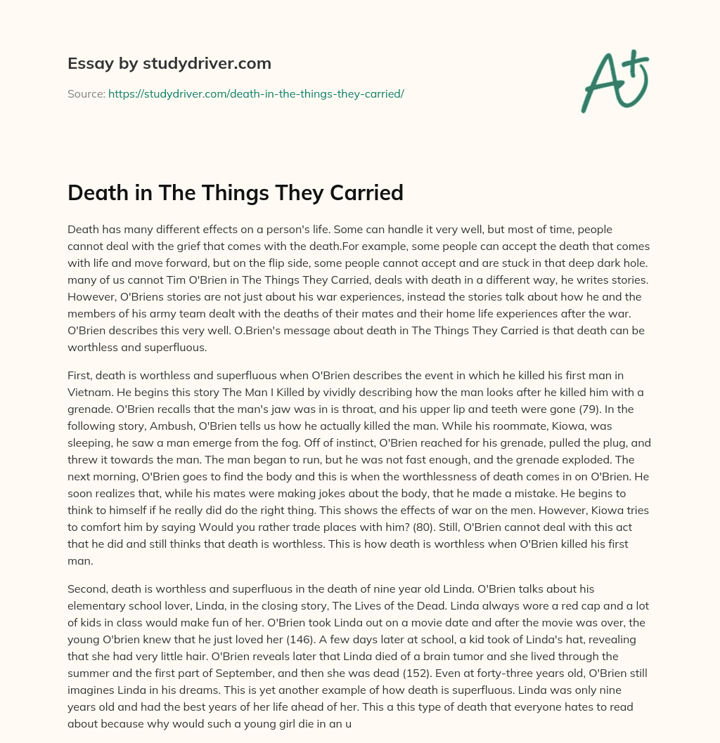 Death in the Things they Carried essay