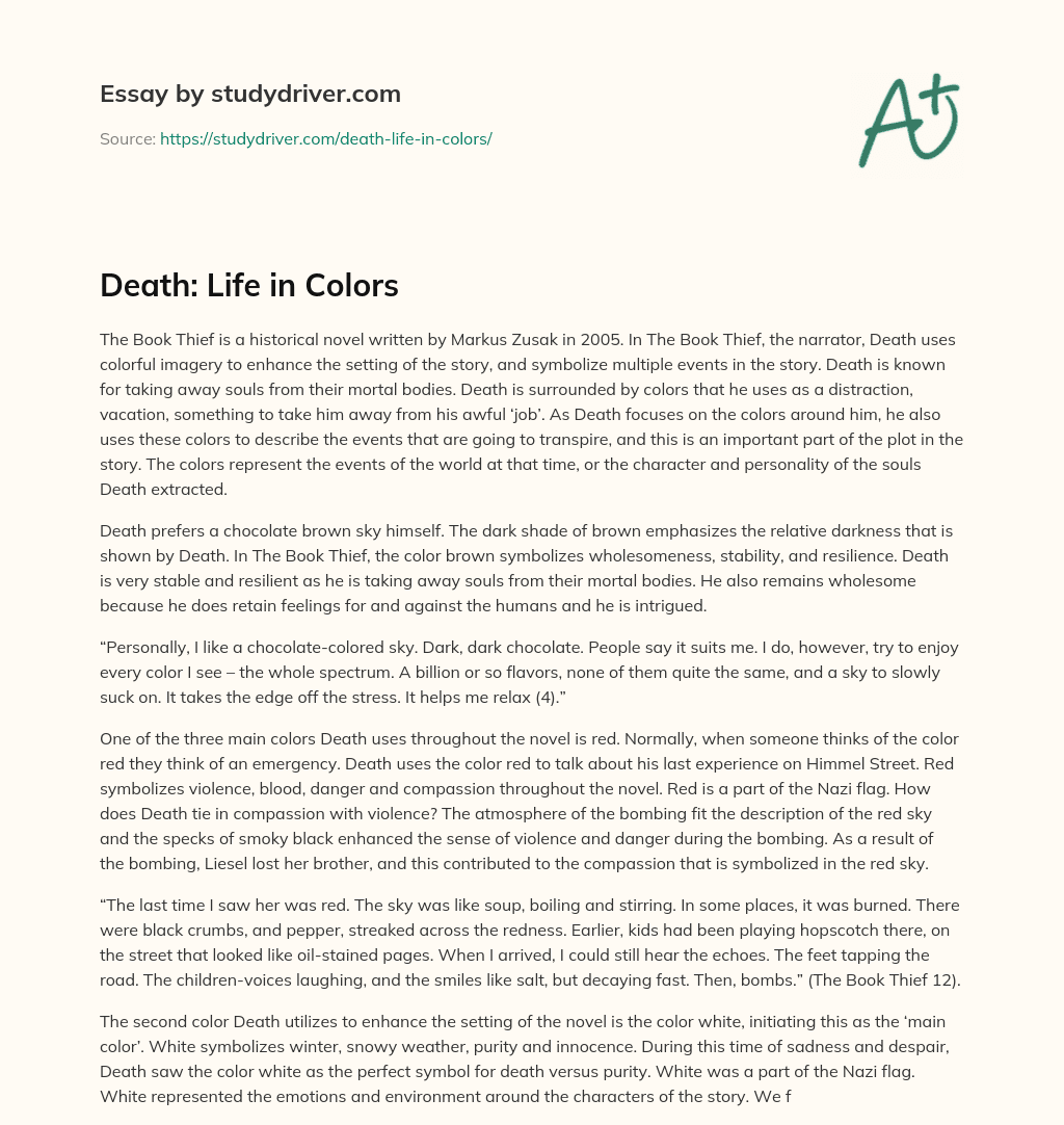 Death: Life in Colors essay