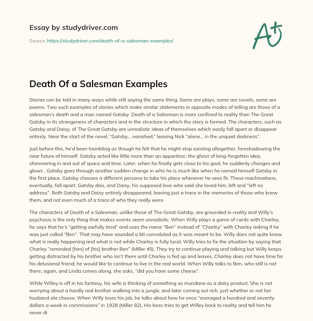 Death of a Salesman Examples essay