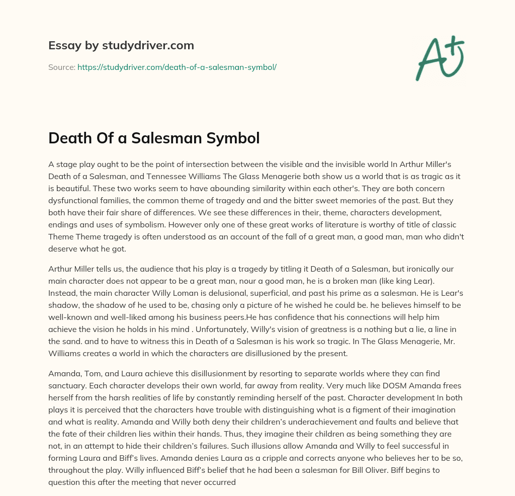 Death of a Salesman Symbol essay
