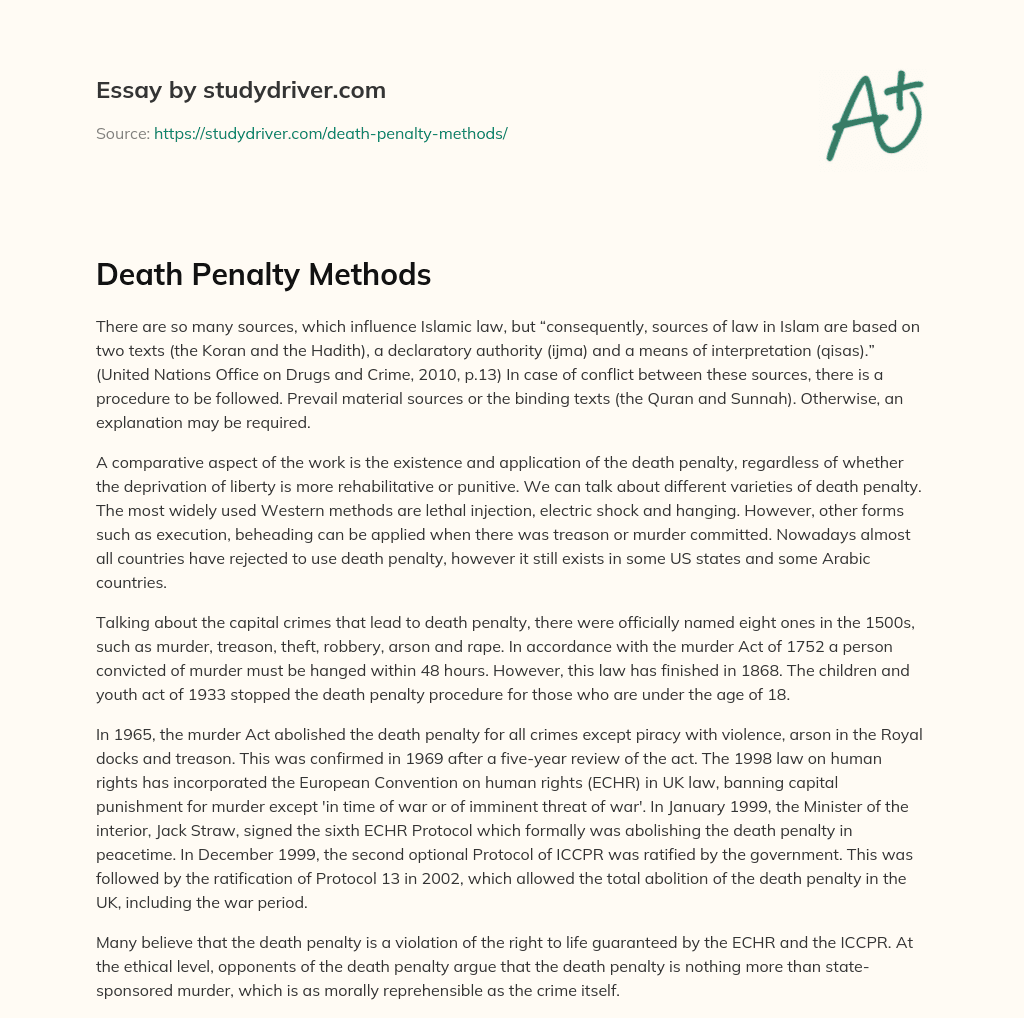 Death Penalty Methods essay