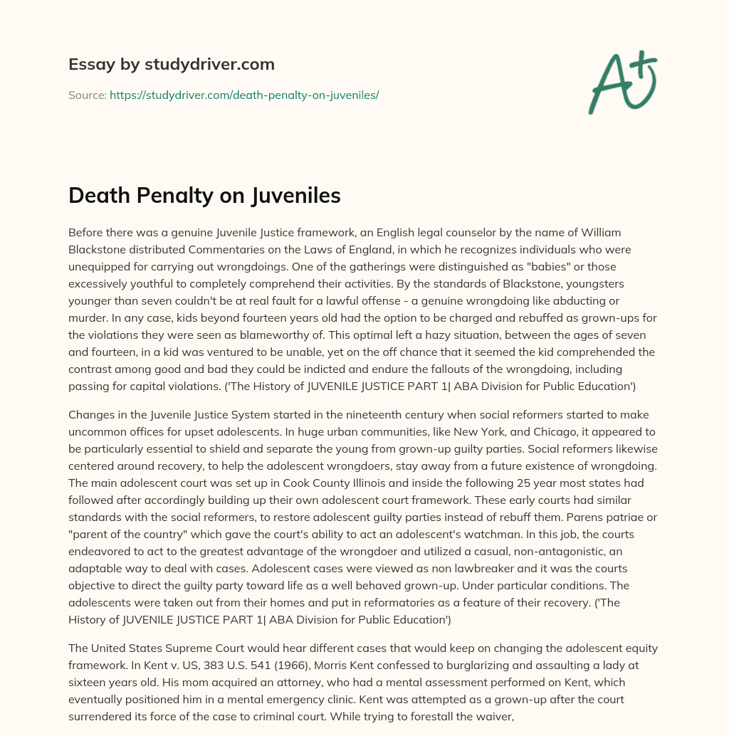 Death Penalty on Juveniles essay