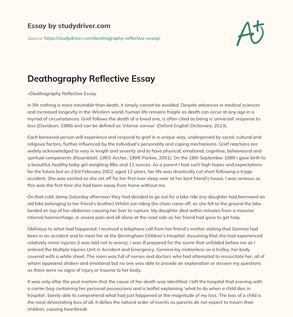 Deathography Reflective Essay essay