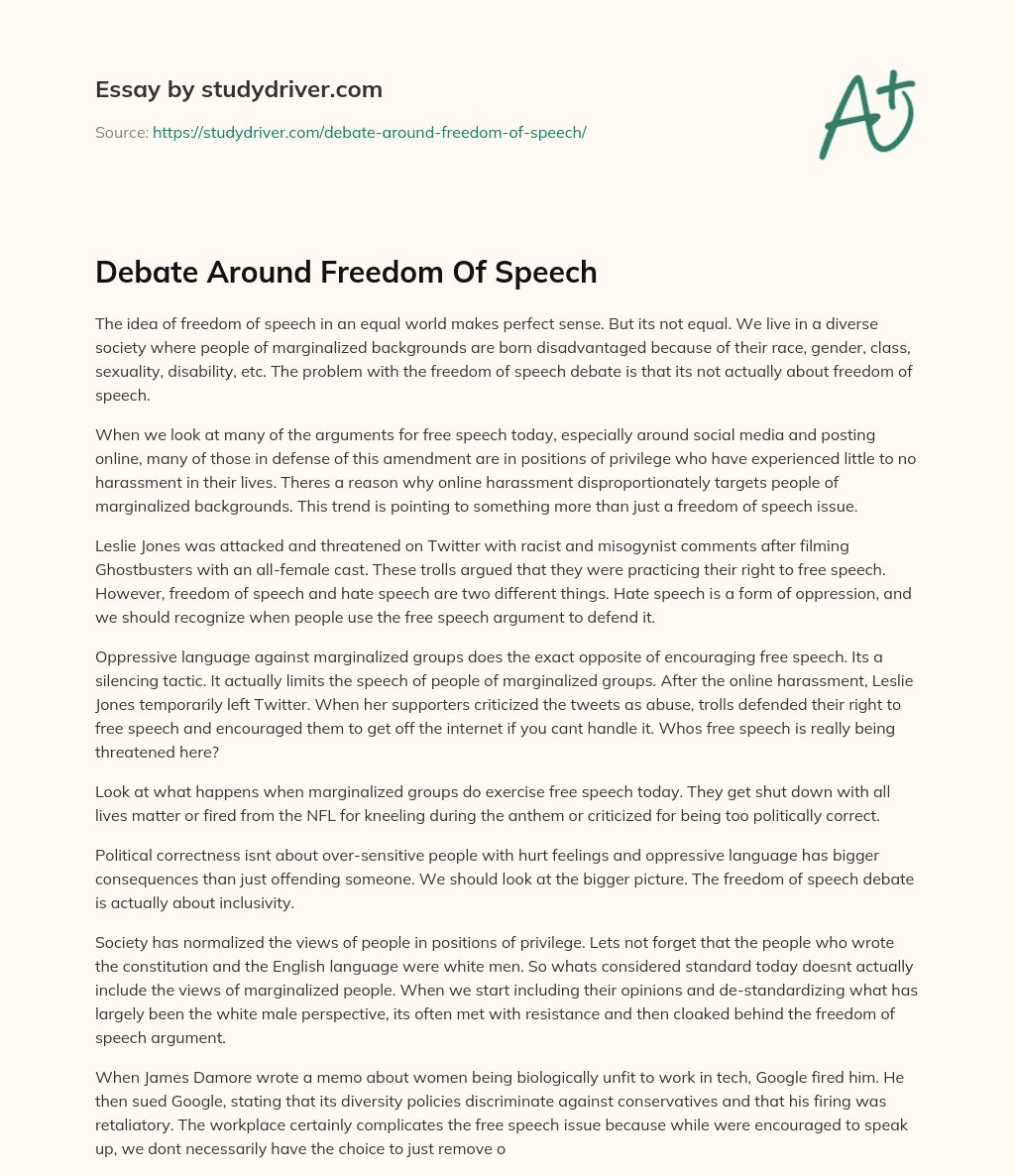 Debate Around  Freedom of Speech essay