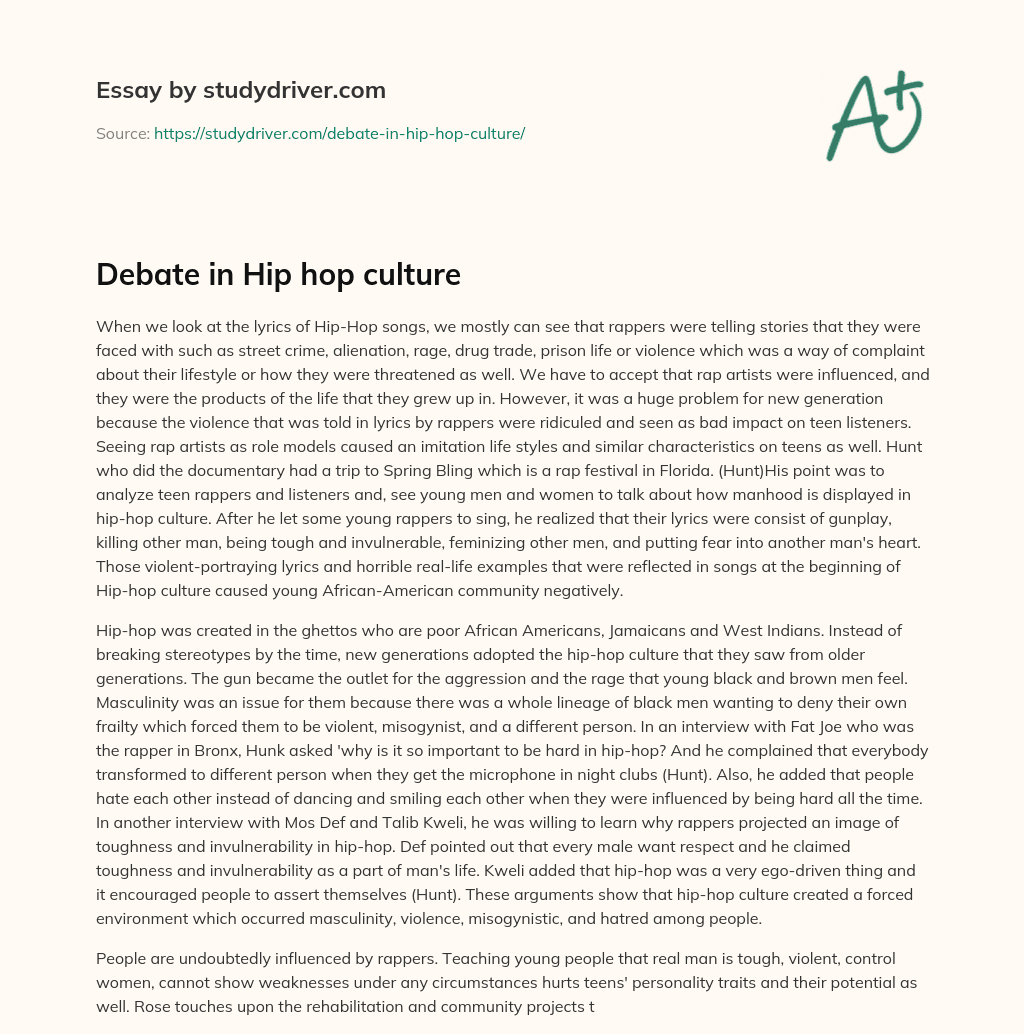 Debate in Hip Hop Culture essay