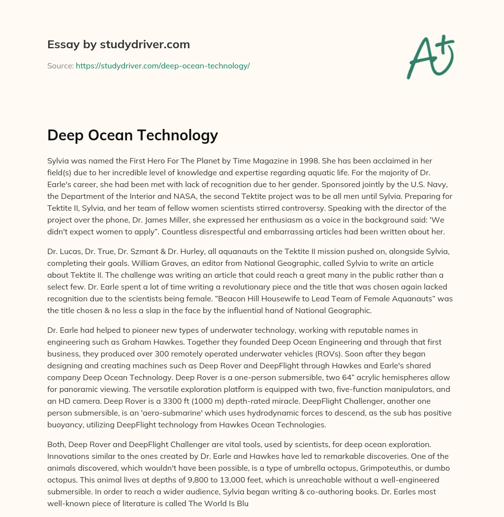 Deep Ocean Technology essay