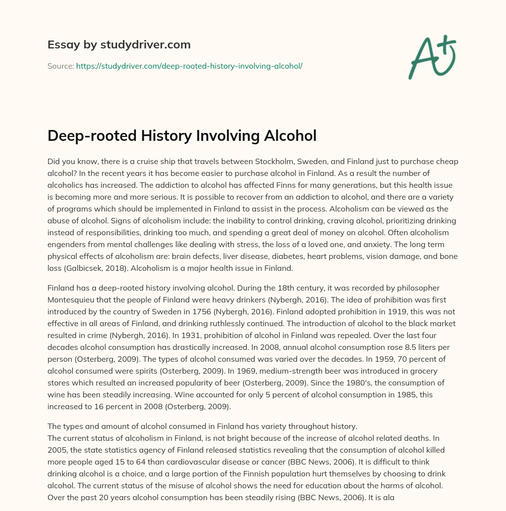 Deep-rooted History Involving Alcohol essay
