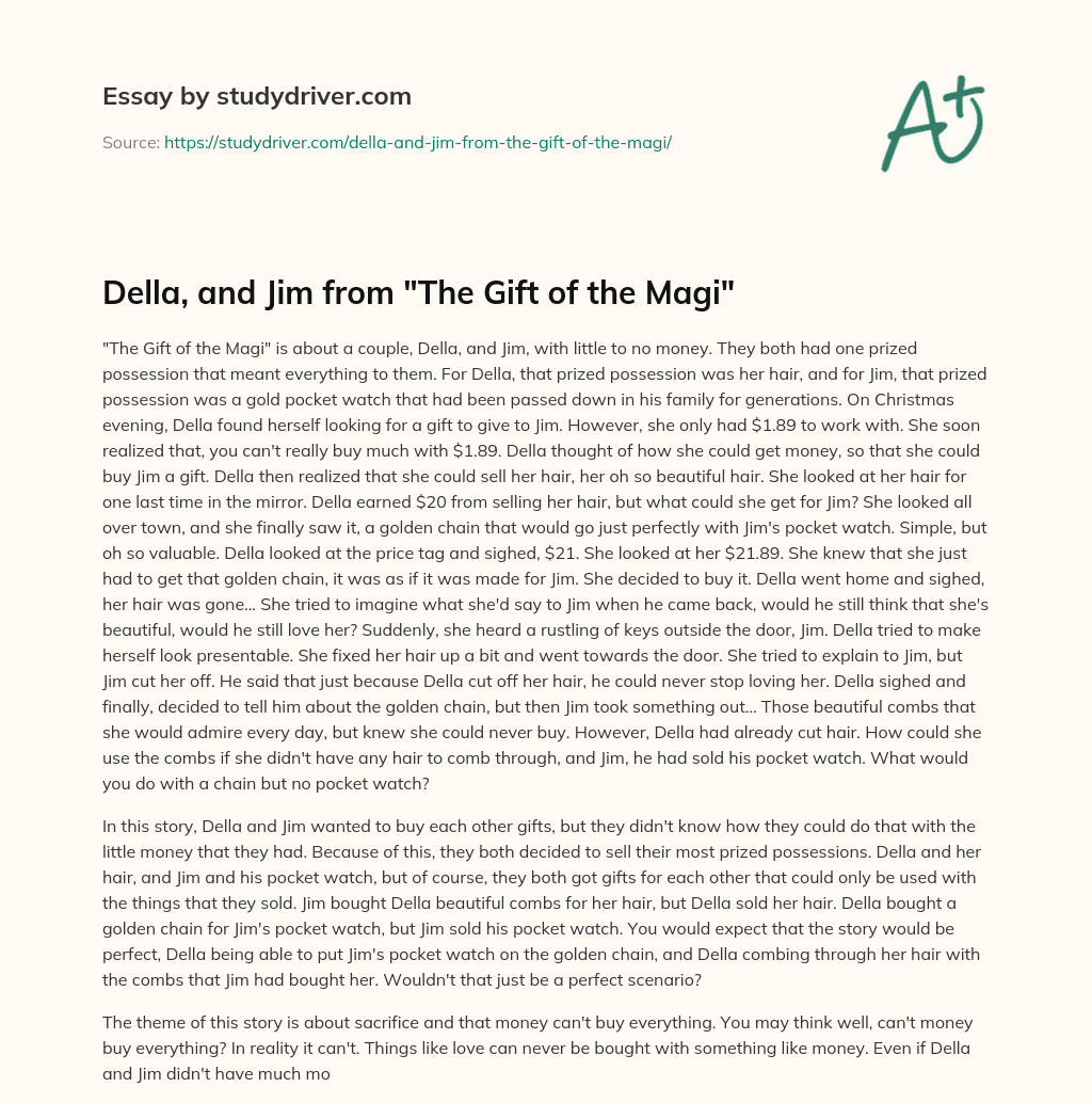 Della, and Jim from “The Gift of the Magi” essay