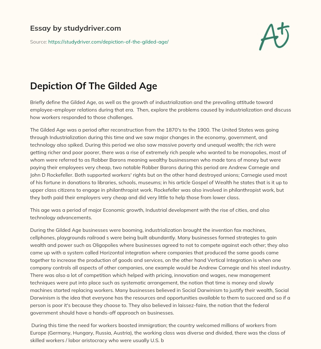 Depiction of the Gilded Age essay