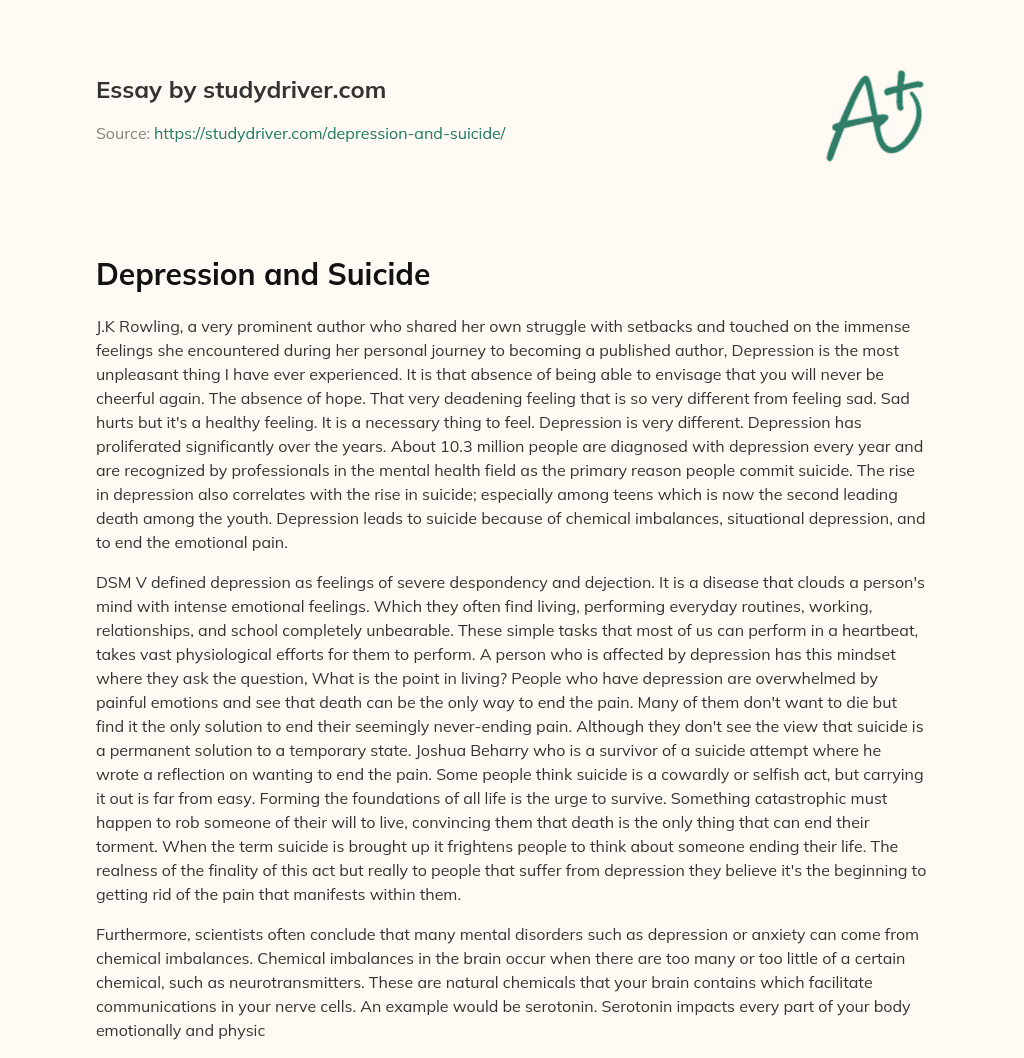 Depression and Suicide essay