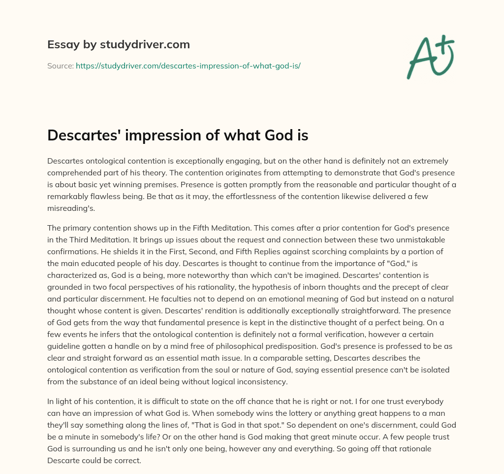 Descartes’ Impression of what God is essay
