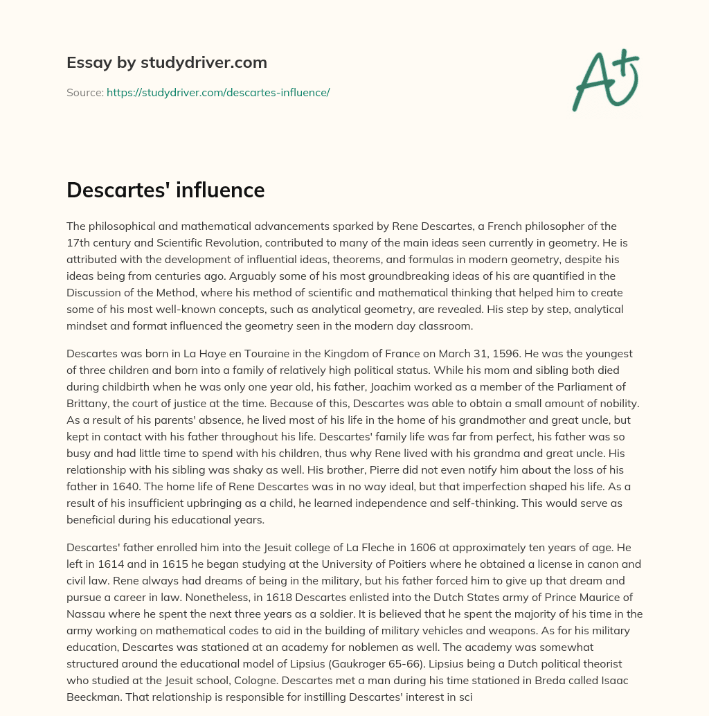Descartes’ Influence essay