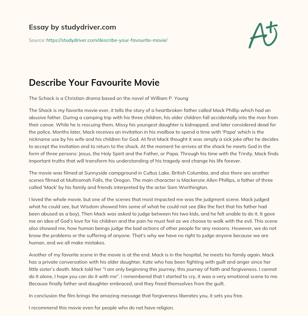 Describe your Favourite Movie essay