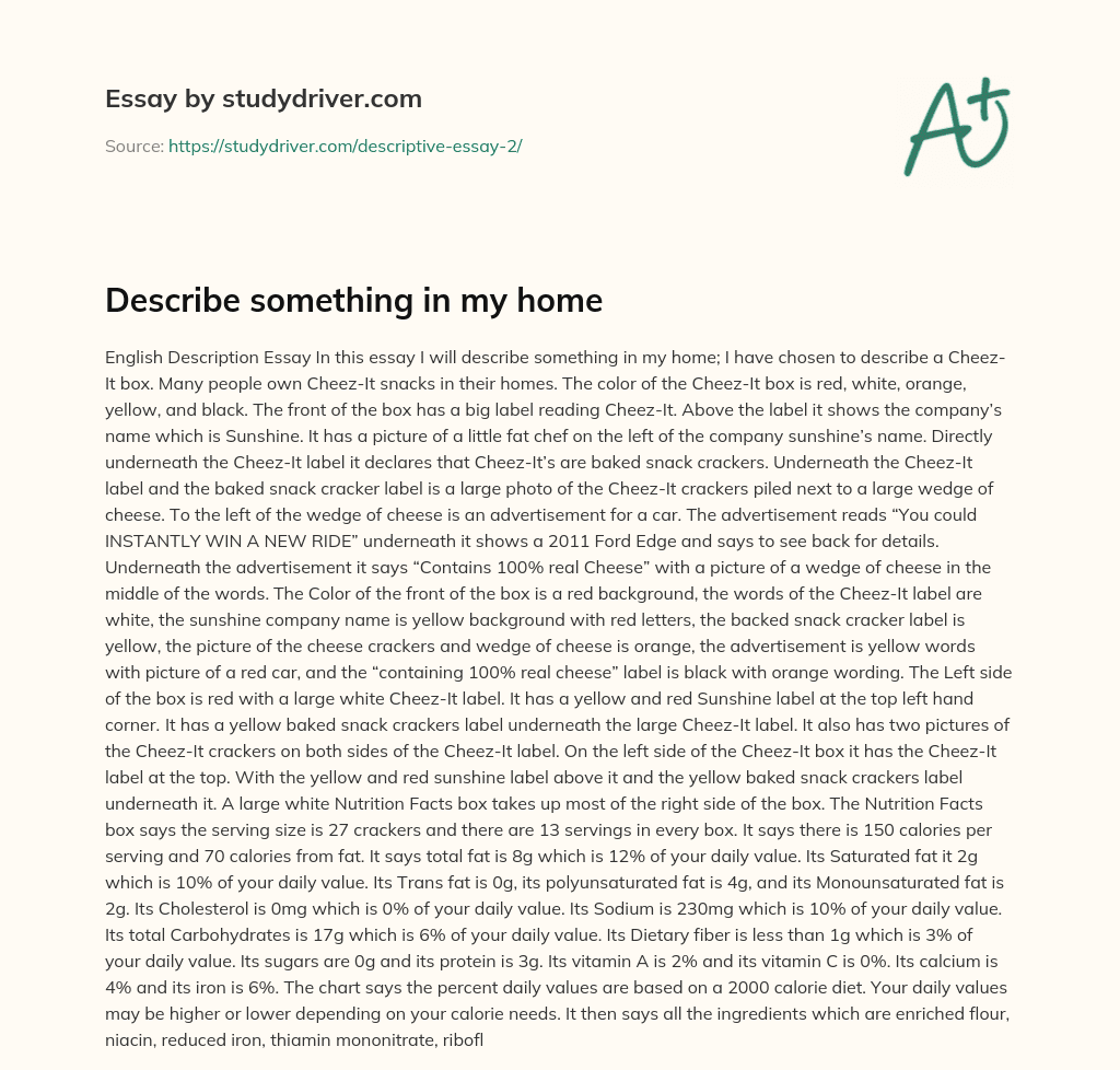 Describe Something in my Home essay