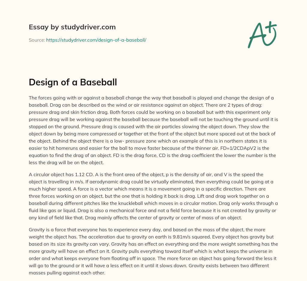 Design of a Baseball essay