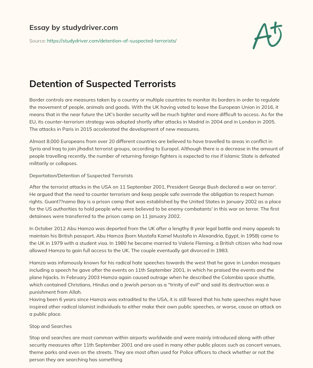 Detention of Suspected Terrorists essay