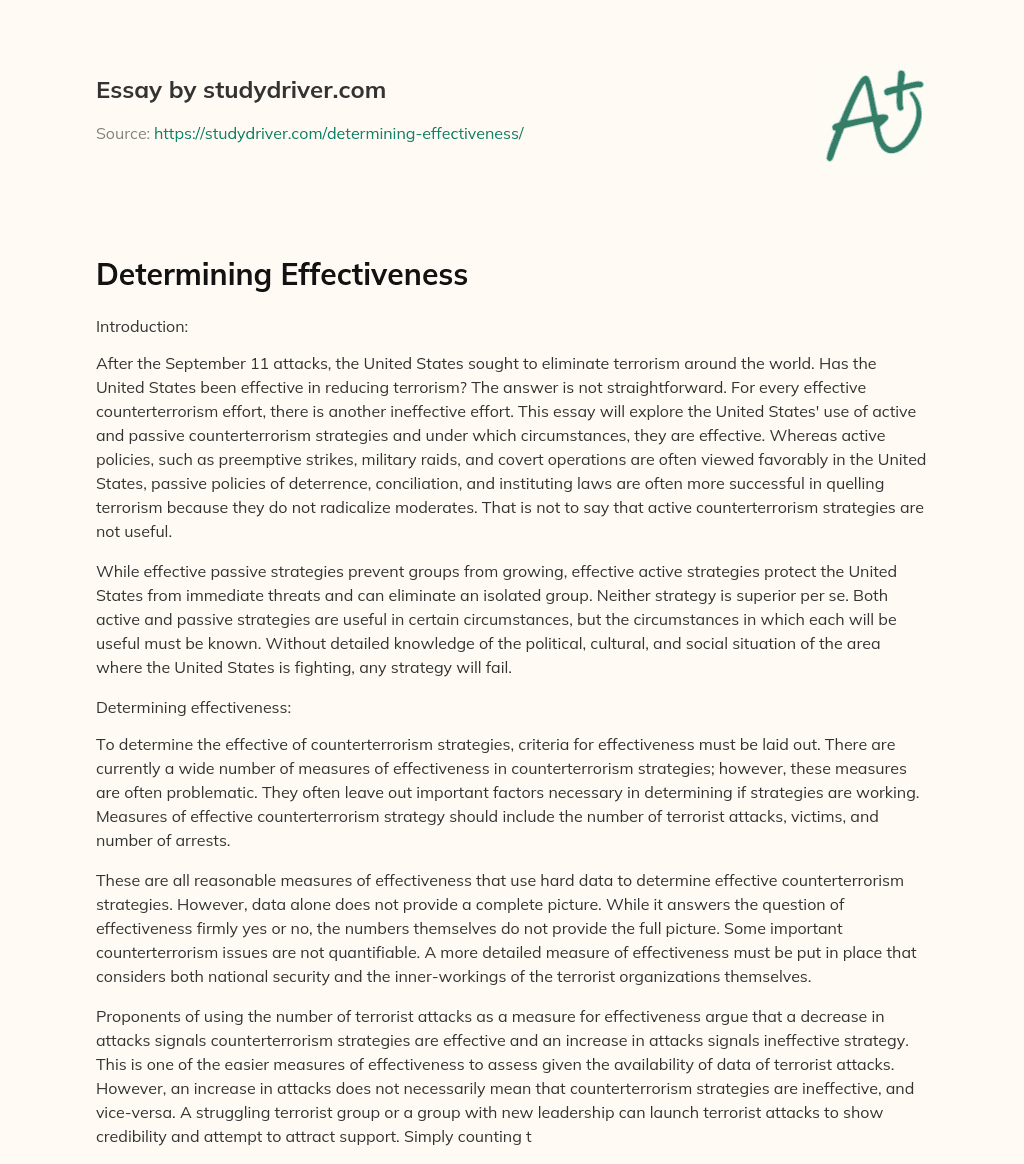 Determining Effectiveness essay