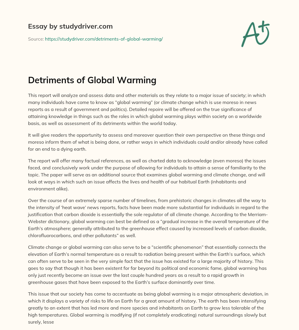 Detriments of Global Warming essay