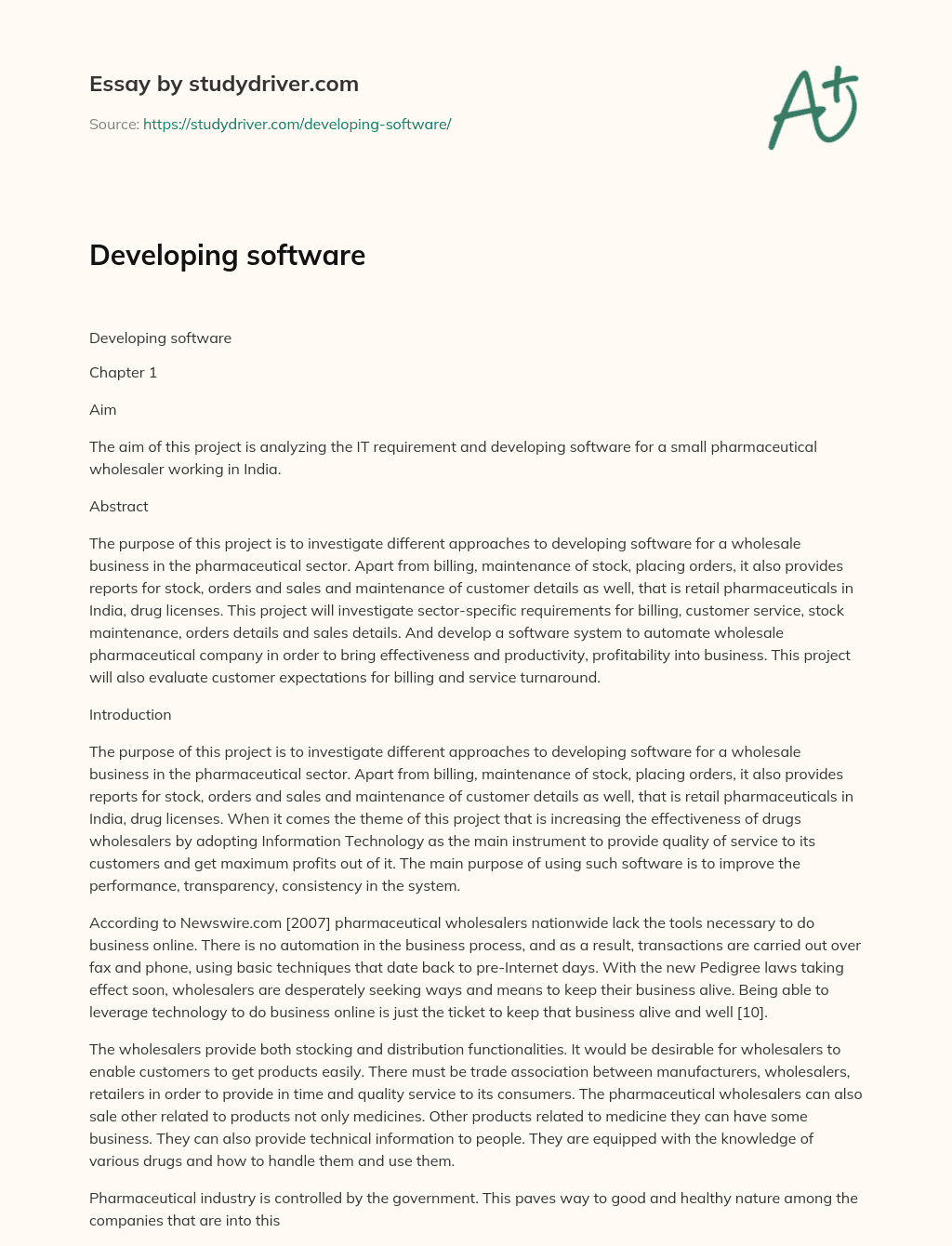 Developing Software essay